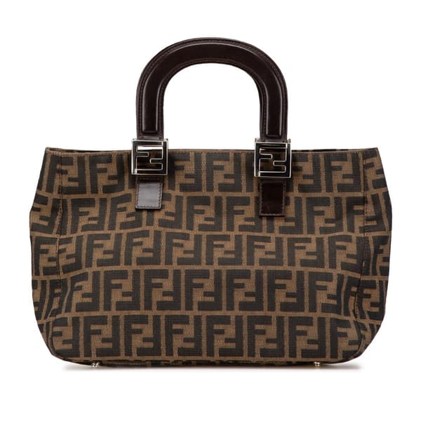 Pre-owned Fendi Small Zucca Canvas Twins Tote Brown