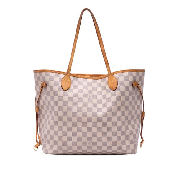 Pre-owned Louis Vuitton Damier Azur Neverfull MM White