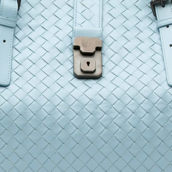 Pre-owned Bottega Veneta Medium Nappa Intrecciato Roma Tote Blue