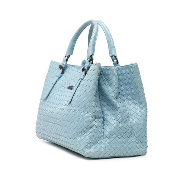 Pre-owned Bottega Veneta Medium Nappa Intrecciato Roma Tote Blue