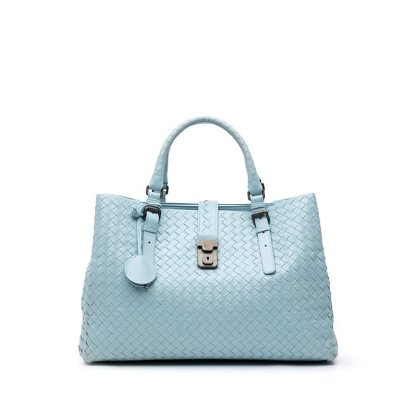 Pre-owned Bottega Veneta Medium Nappa Intrecciato Roma Tote Blue