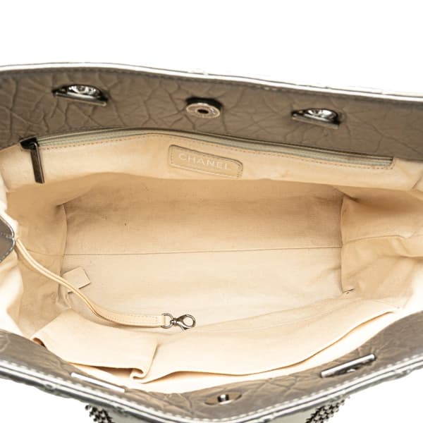 Pre-owned Chanel Reissue 2.55 Quilted Aged Calfskin Tote Silver