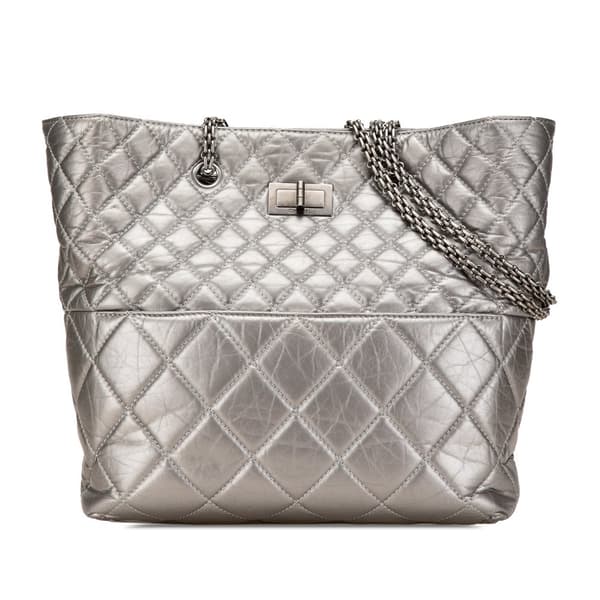 Pre-owned Chanel Reissue 2.55 Quilted Aged Calfskin Tote Silver