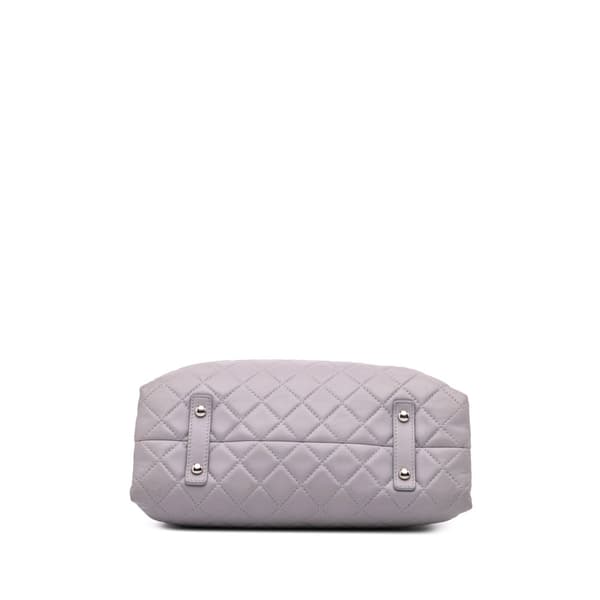 Pre-owned Chanel Quilted Lambskin x3 Accordion Tote Gray