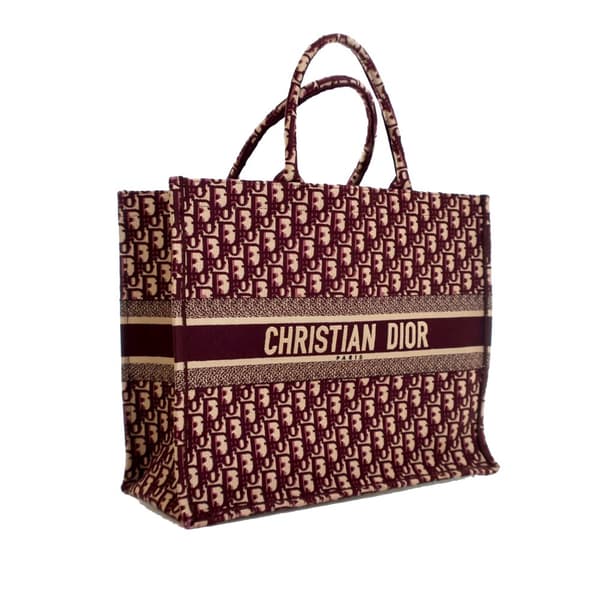 Pre-owned Dior Large Oblique Canvas Book Tote Red