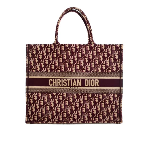 Pre-owned Dior Large Oblique Canvas Book Tote Red