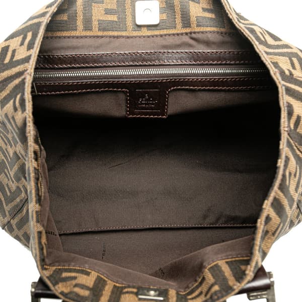 Pre-owned Fendi Small Zucca Canvas Twins Tote Brown