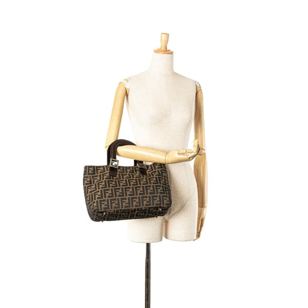 Pre-owned Fendi Small Zucca Canvas Twins Tote Brown