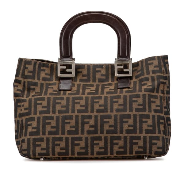 Pre-owned Fendi Small Zucca Canvas Twins Tote Brown