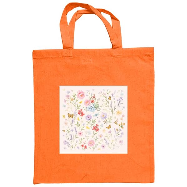 Indkøbstaske i Stof | Praktisk Mulepose Blomster Orange One-size