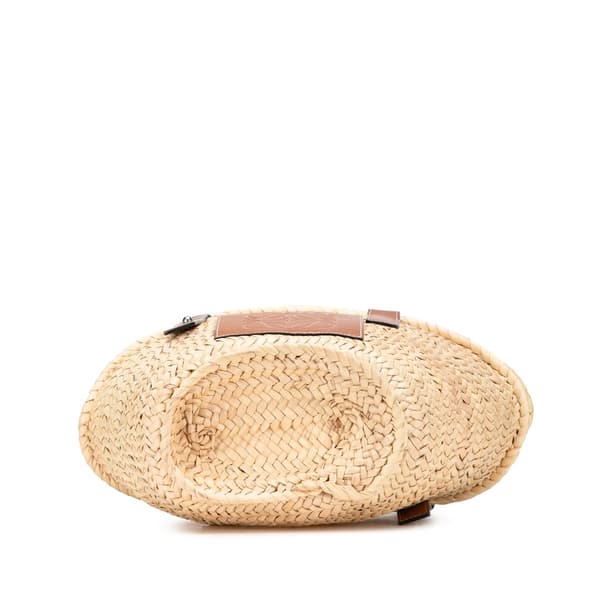Pre-owned LOEWE Small Raffia Basket Tote Brown