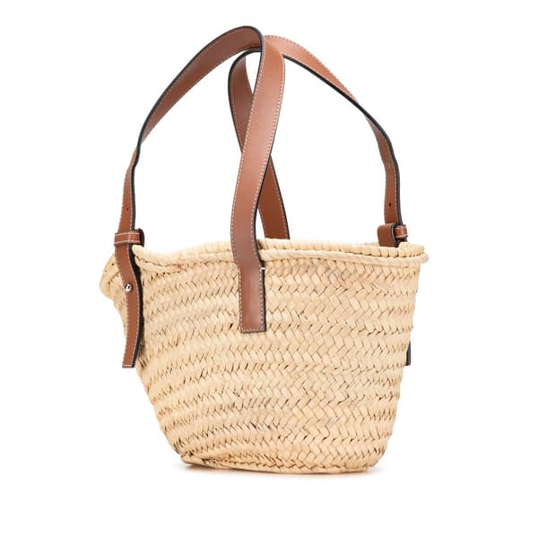Pre-owned LOEWE Small Raffia Basket Tote Brown