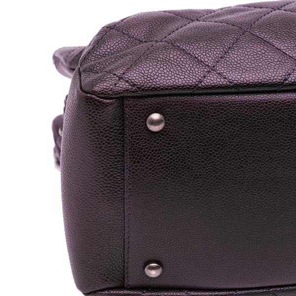 Pre-owned Chanel Small Quilted Iridescent Caviar Chic Shopping Tote Purple