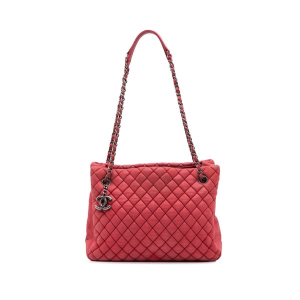 Pre-owned Chanel Quilted Iridescent Calfskin New Bubble Tote Pink