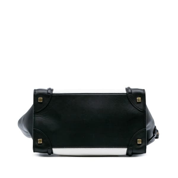 Pre-owned Celine Mini Bicolor Calfskin Luggage Tote White