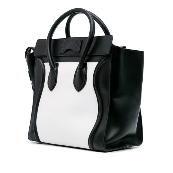 Pre-owned Celine Mini Bicolor Calfskin Luggage Tote White