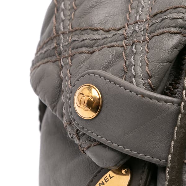 Pre-owned Chanel CC Quilted Calfskin Triptych Tote Gray