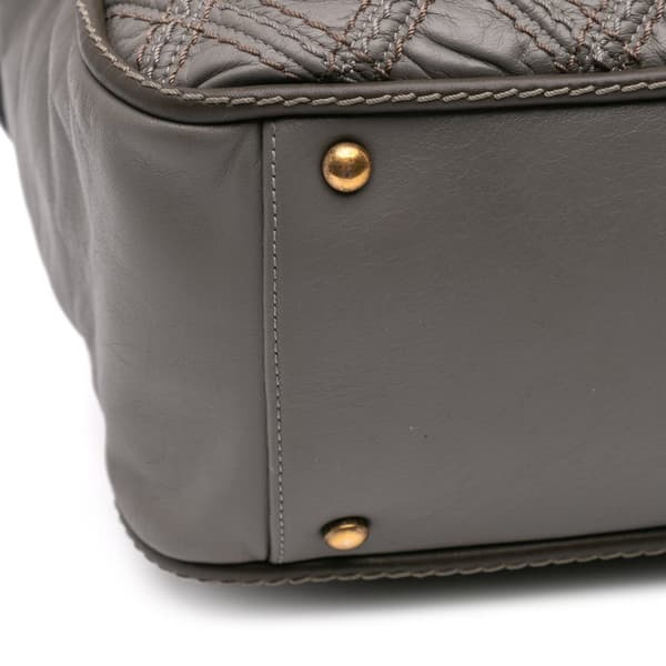 Pre-owned Chanel CC Quilted Calfskin Triptych Tote Gray