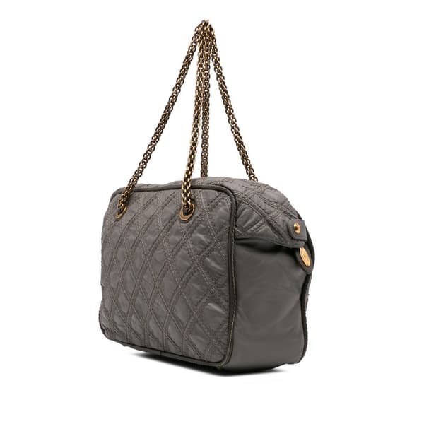 Pre-owned Chanel CC Quilted Calfskin Triptych Tote Gray