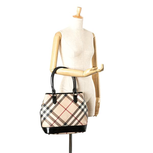 Pre-owned Burberry Supernova Check Coated Canvas Tote Brown