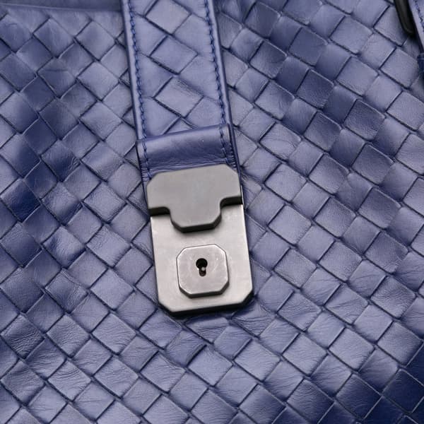 Pre-owned Bottega Veneta Medium Nappa Intrecciato Roma Tote Blue