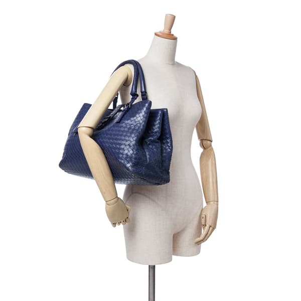 Pre-owned Bottega Veneta Medium Nappa Intrecciato Roma Tote Blue