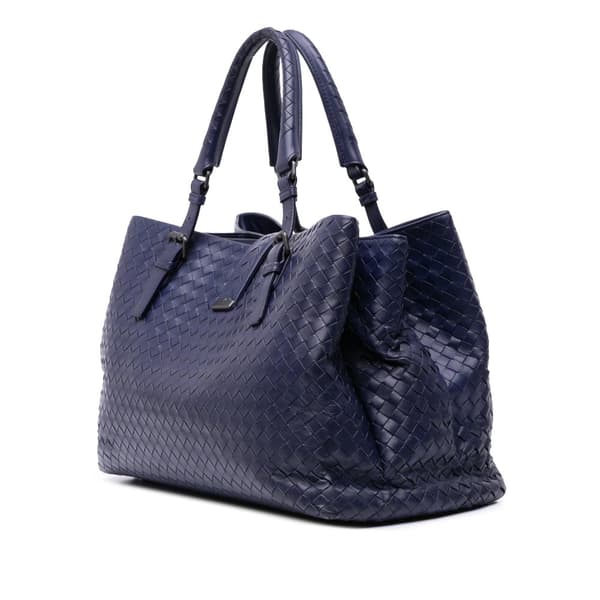 Pre-owned Bottega Veneta Medium Nappa Intrecciato Roma Tote Blue