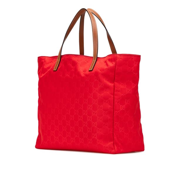 Pre-owned Gucci GG Nylon Tote Red