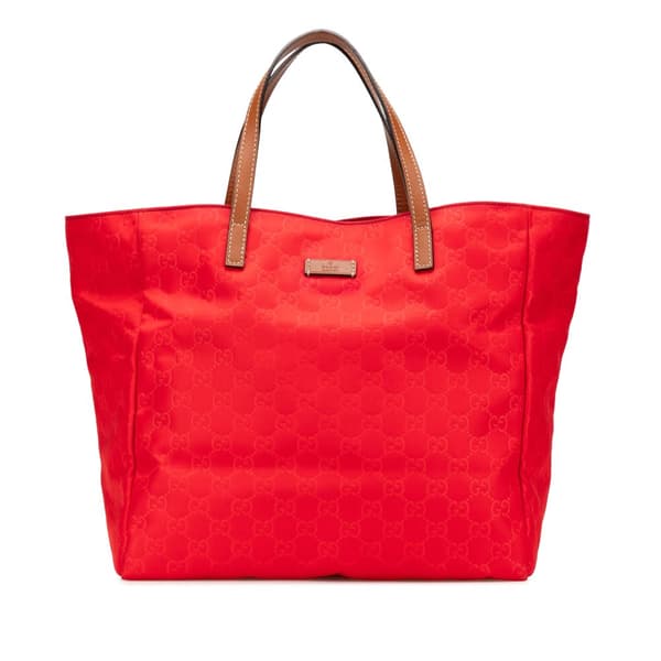 Pre-owned Gucci GG Nylon Tote Red