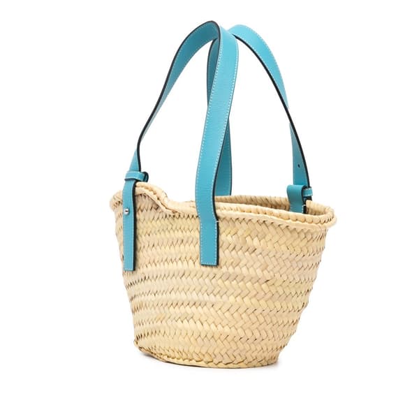 Pre-owned LOEWE Small Raffia Basket Tote Brown