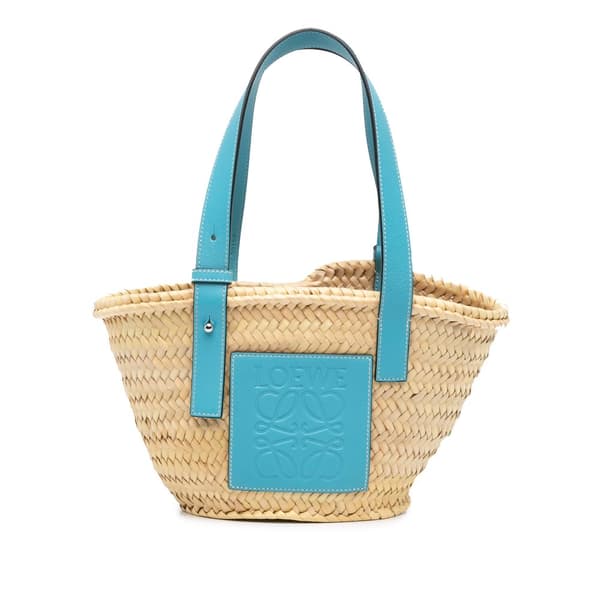 Pre-owned LOEWE Small Raffia Basket Tote Brown