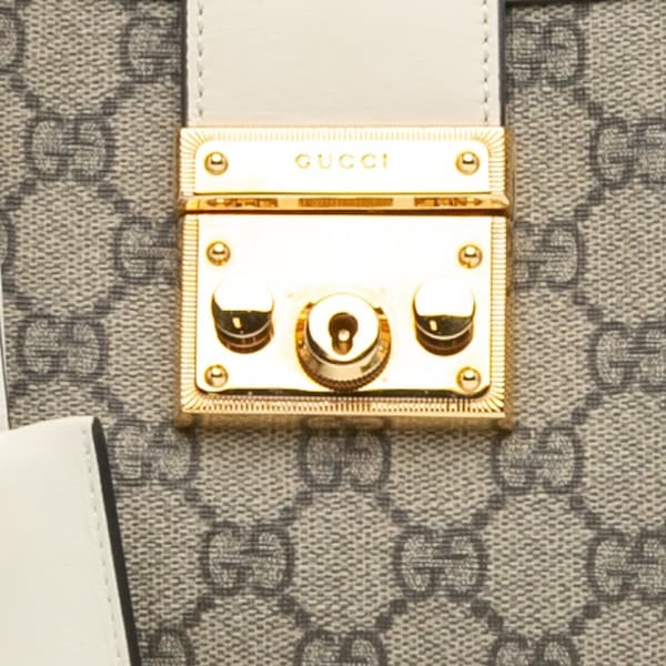 Pre-owned Gucci Small GG Supreme Padlock Tote Brown