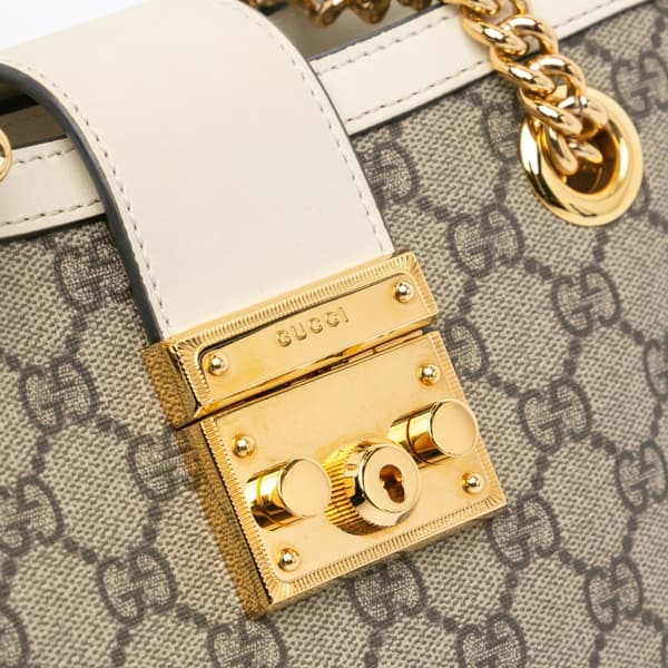 Pre-owned Gucci Small GG Supreme Padlock Tote Brown