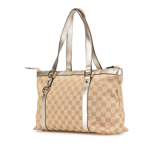 Pre-owned Gucci GG Canvas Abbey D Ring Tote Brown