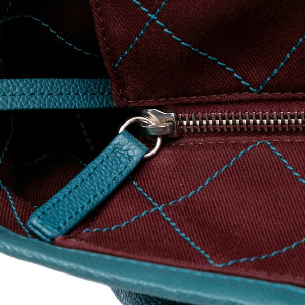 Pre-owned Chanel Small Quilted Caviar Daily Shopping Tote Blue