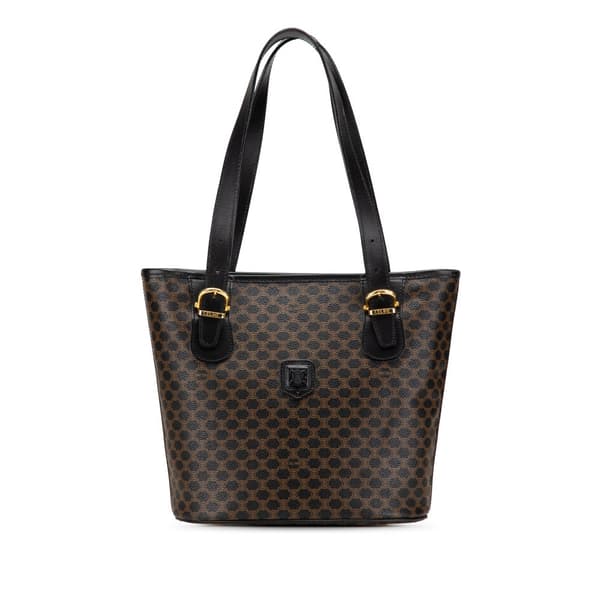 Pre-owned Celine Macadam Coated Canvas Tote Black