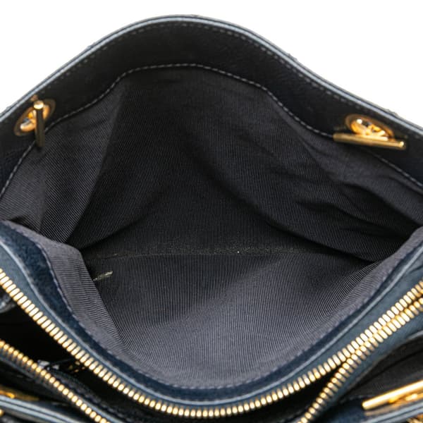 Pre-owned Chanel Quilted Caviar Front Pocket Chain Tote Blue