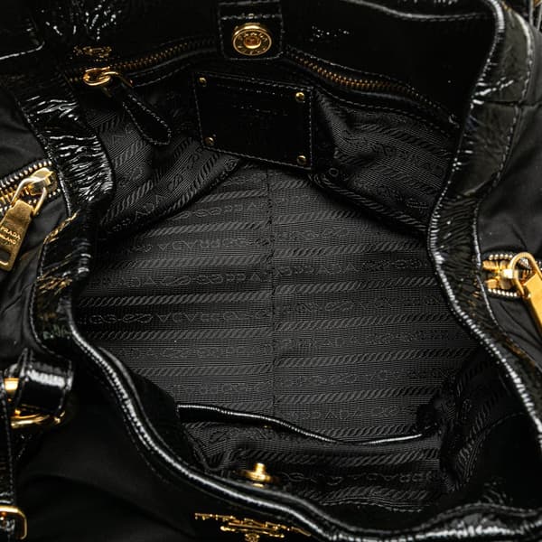 Pre-owned Prada Tessuto Naplak Trimmed Side Zip Tote Black