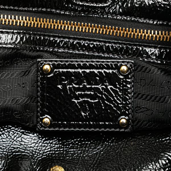 Pre-owned Prada Tessuto Naplak Trimmed Side Zip Tote Black