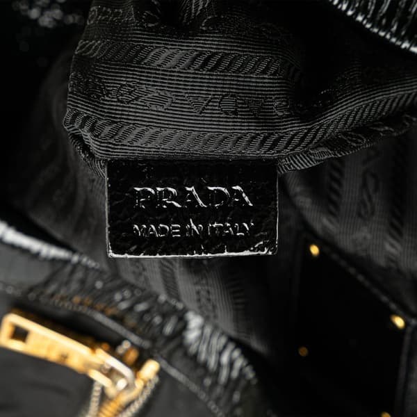 Pre-owned Prada Tessuto Naplak Trimmed Side Zip Tote Black