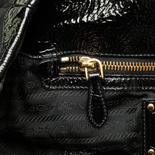 Pre-owned Prada Tessuto Naplak Trimmed Side Zip Tote Black