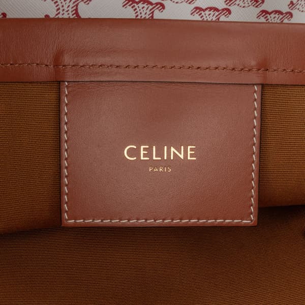 Pre-owned Celine Medium Coated Canvas Triomphe Couffin Tote White