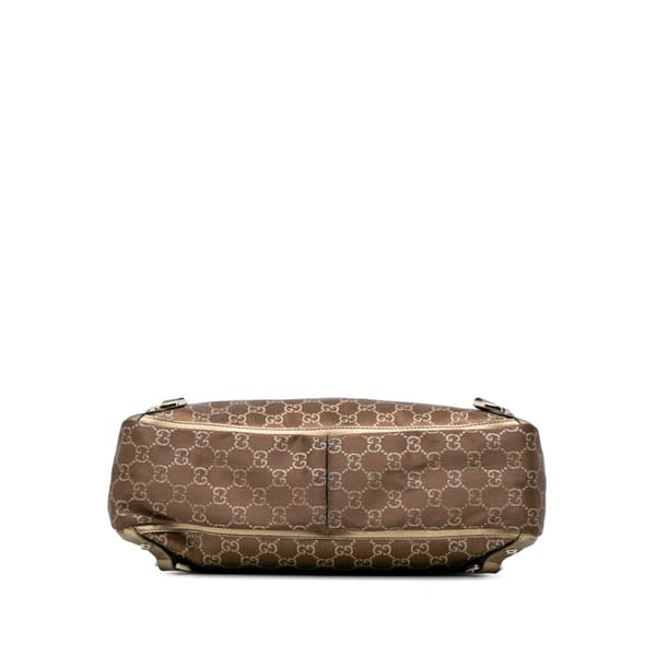 Pre-owned Gucci GG Satin Abbey D Ring Tote Brown
