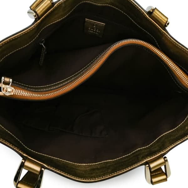 Pre-owned Gucci GG Satin Abbey D Ring Tote Brown