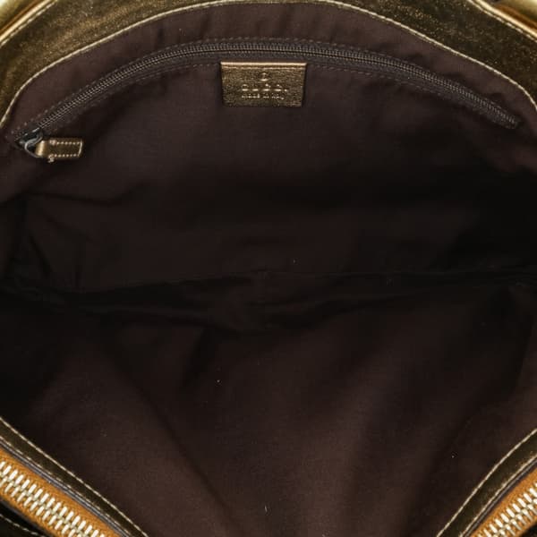 Pre-owned Gucci GG Satin Abbey D Ring Tote Brown