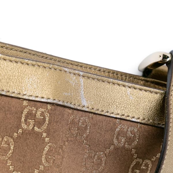 Pre-owned Gucci GG Satin Abbey D Ring Tote Brown