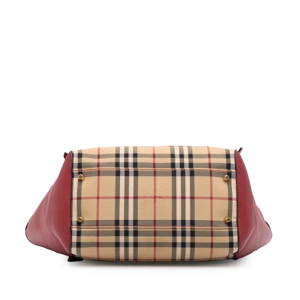 Pre-owned Burberry Small Haymarket Check Canvas Canterbury Tote Brown