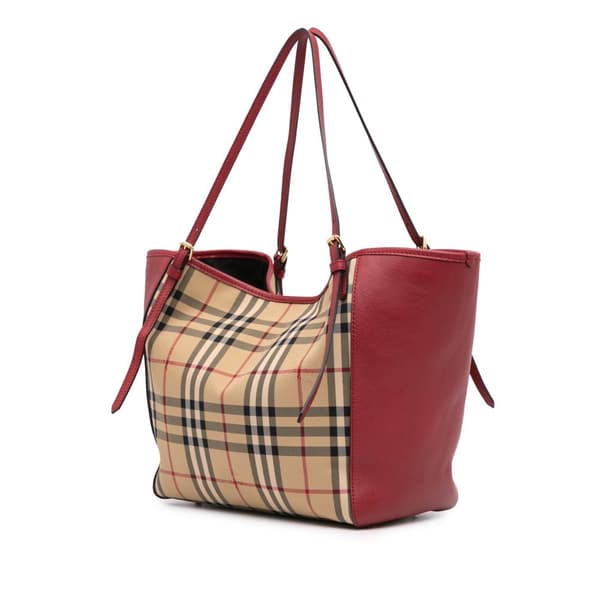 Pre-owned Burberry Small Haymarket Check Canvas Canterbury Tote Brown