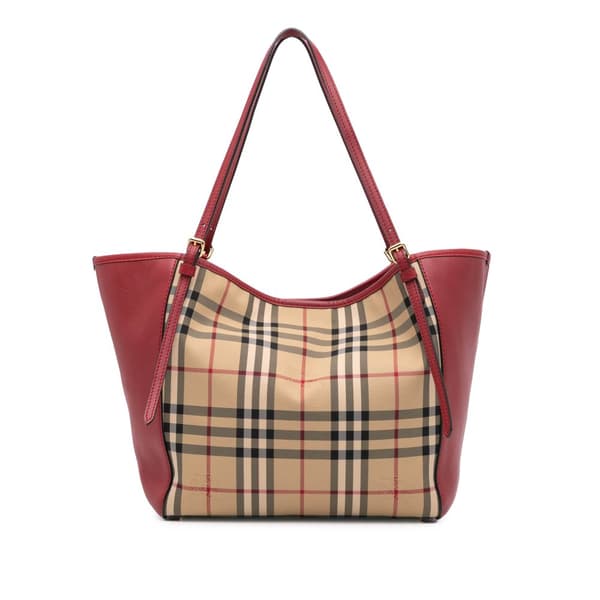 Pre-owned Burberry Small Haymarket Check Canvas Canterbury Tote Brown