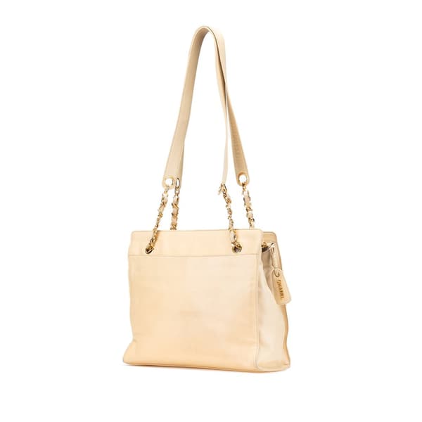 Pre-owned Chanel CC Lambskin Chain Tote Brown
